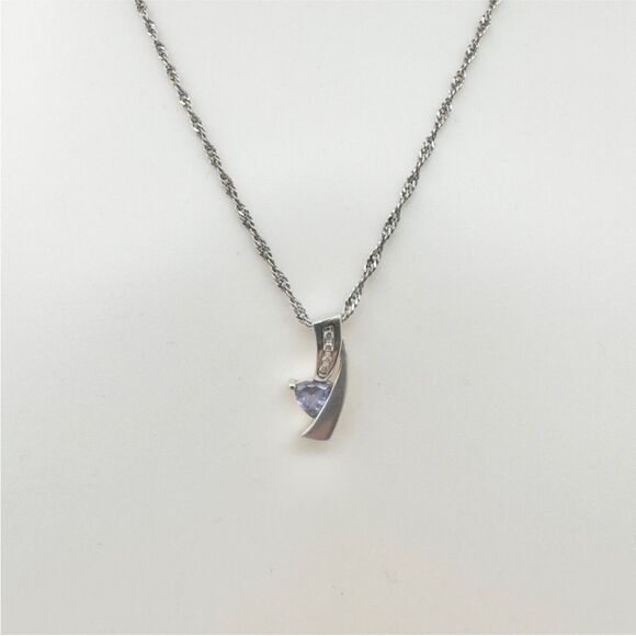 10K Two Tone White Gold Diamond & Tanzanite Ring & Pendant Set .04 ctw 3.6 - Picture 4 of 12